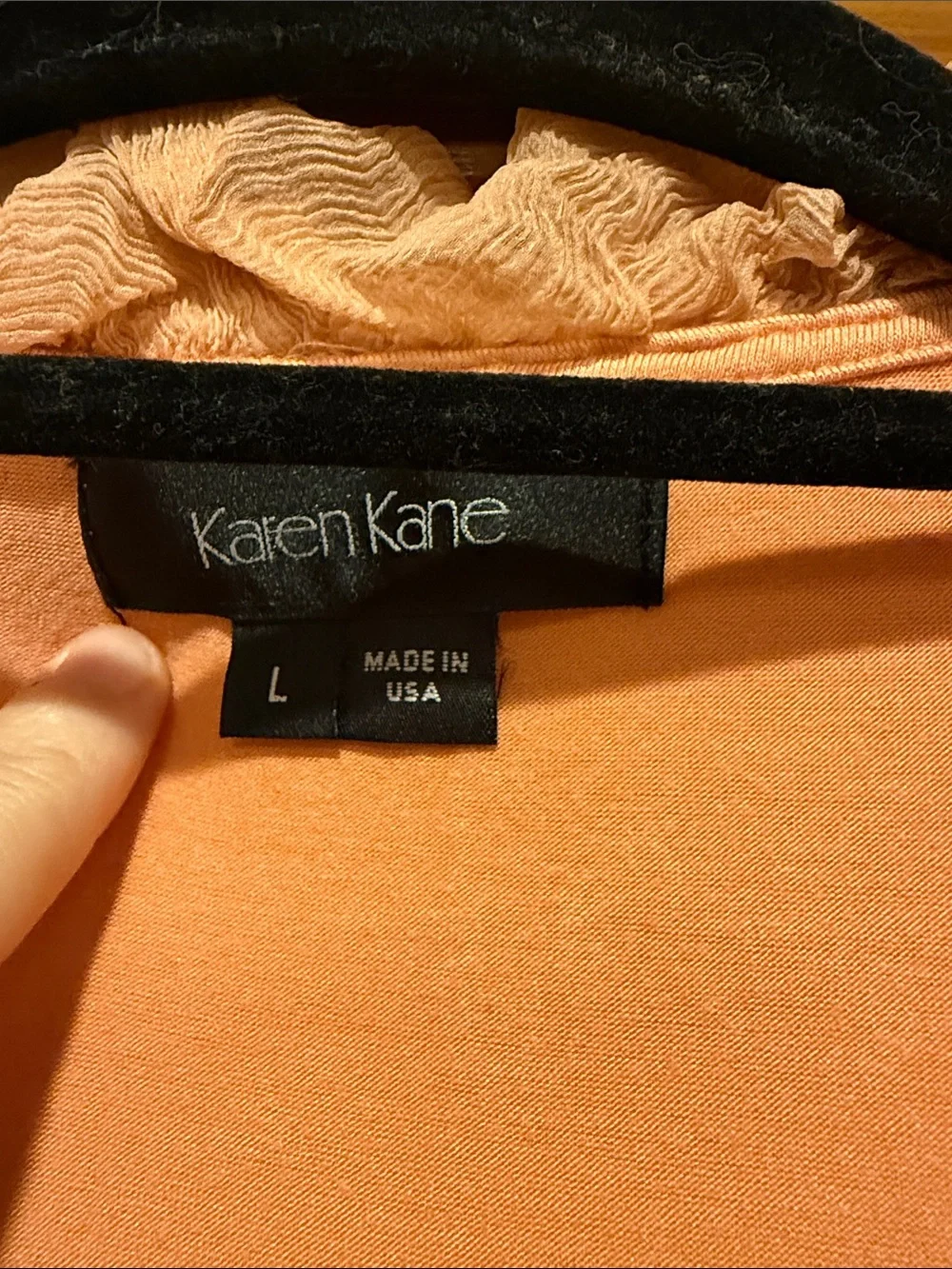 Karen Kane Peach Ruffle V-Neck Tunic